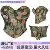 Top Corset Tomara-que-caia com Tapeçaria Floral Decote Coração Espartilho Estruturado para Mulheres