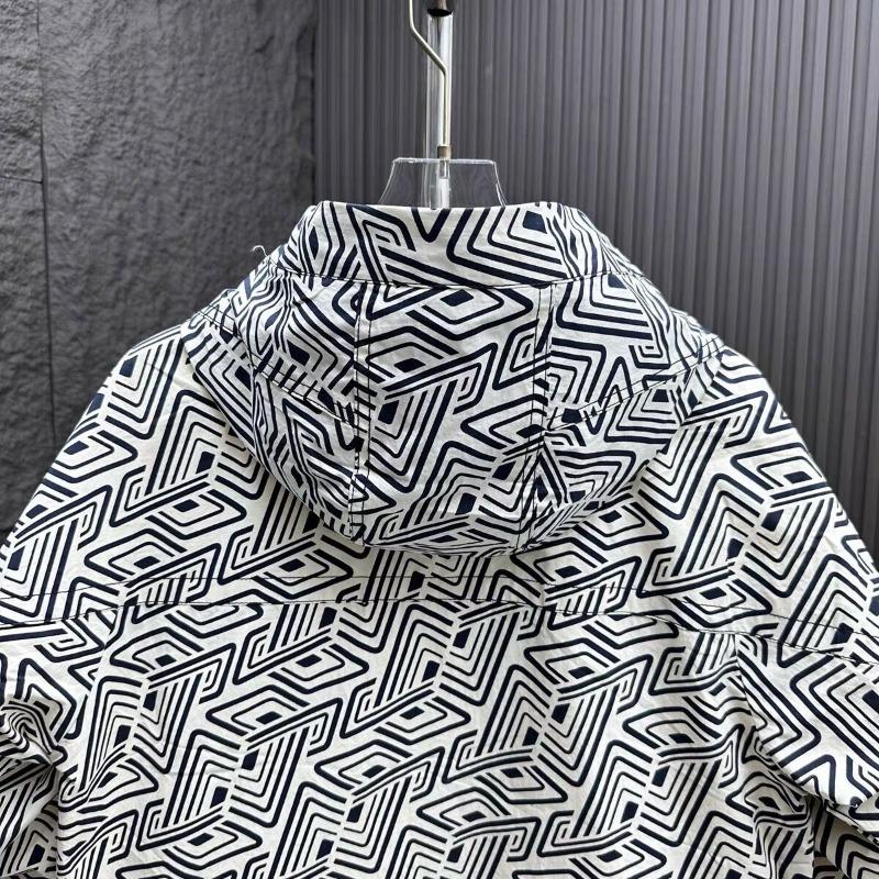 Men Trendy Appliques Print High Street Zipper Hooded Windbreaker Jacket Autumn Casual Long Sleeve Coats