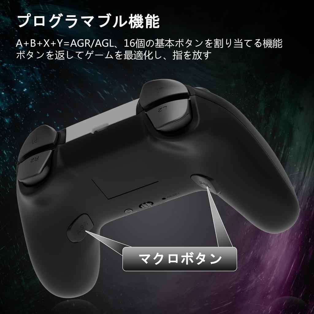 Wireless Switch Controller with Back HD and Gyro Rapid Bluetooth Compatible with and Japanese Instruction Manual Included Buttons, Vibration, 6-Axis