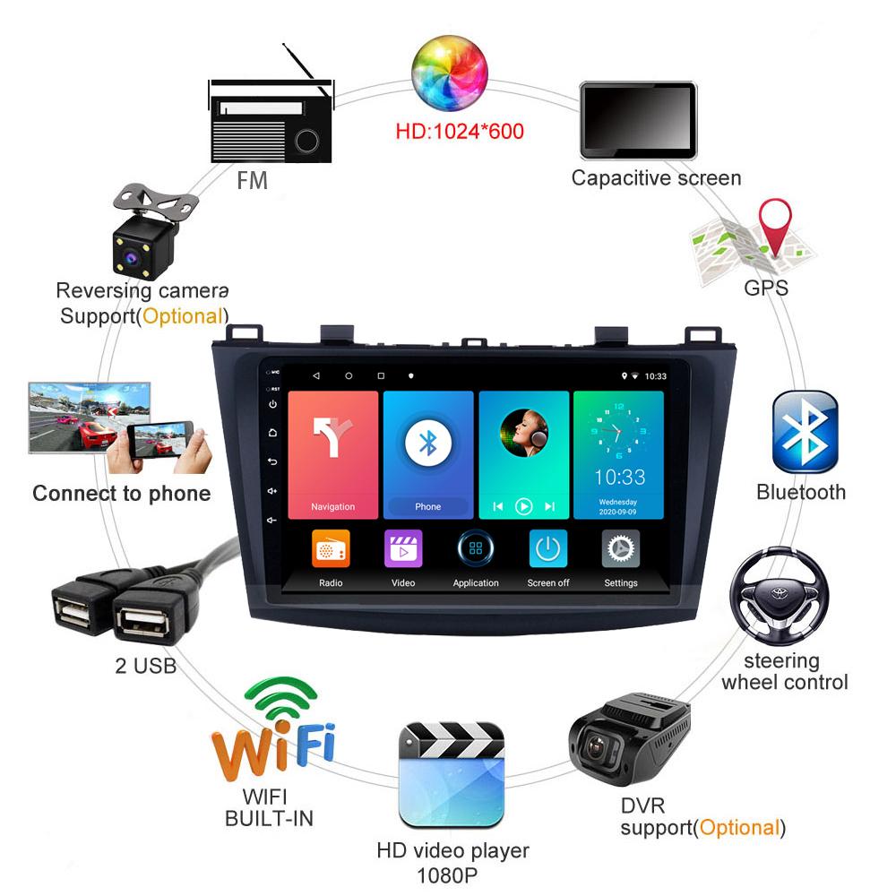 2 Din Android For Mazda 3 2010-2013 Car Radio Multimedia Player Stereo Navigation with BOSE Carplay Speakers Head Unit Video