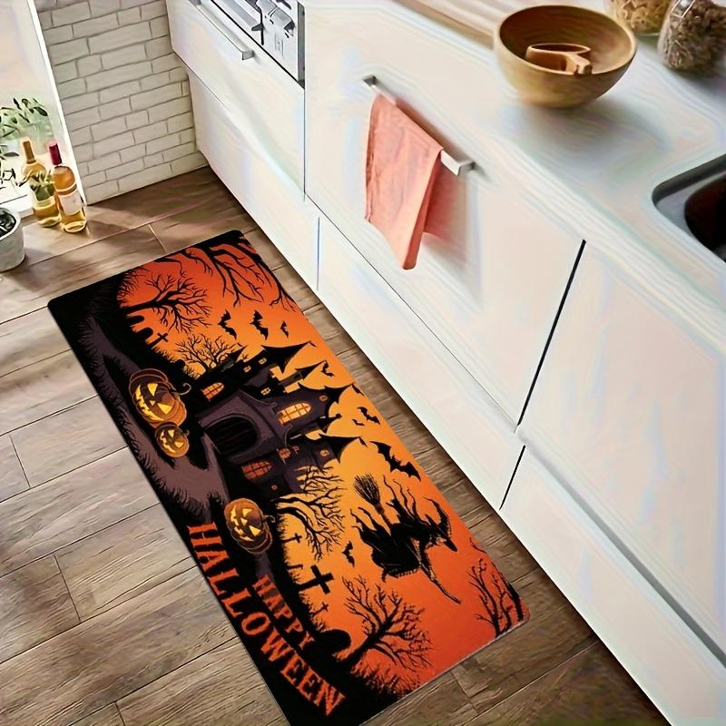 1PC Halloween Pattern Kitchen Rug Non-Slip Door Mat Pop Design Bathroom Rug Bath Mat Carpet for Home Sink Laundry Decor
