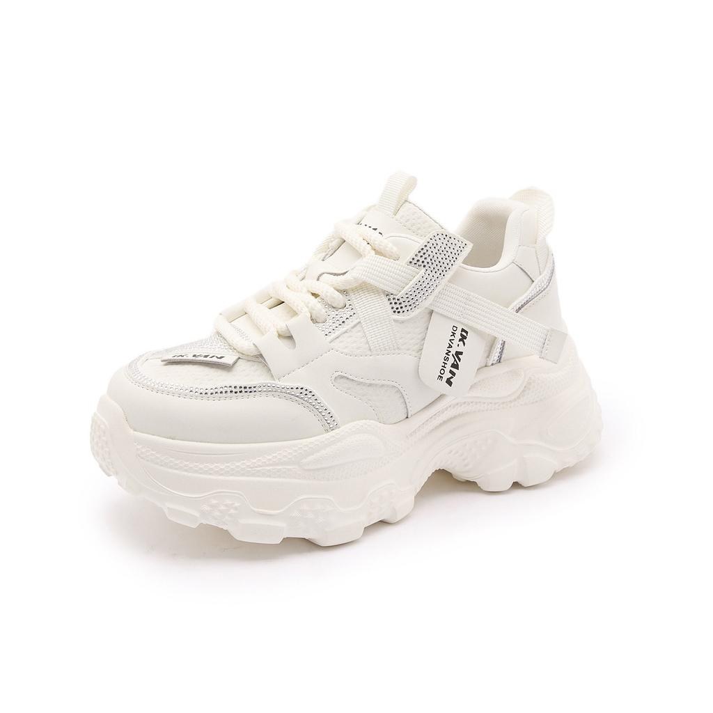 Frühling neue Strass-Plateau-Dad-Schuhe Damen-Höhenvergrößerung kleine Sport- und Freizeitschuhe vielseitig