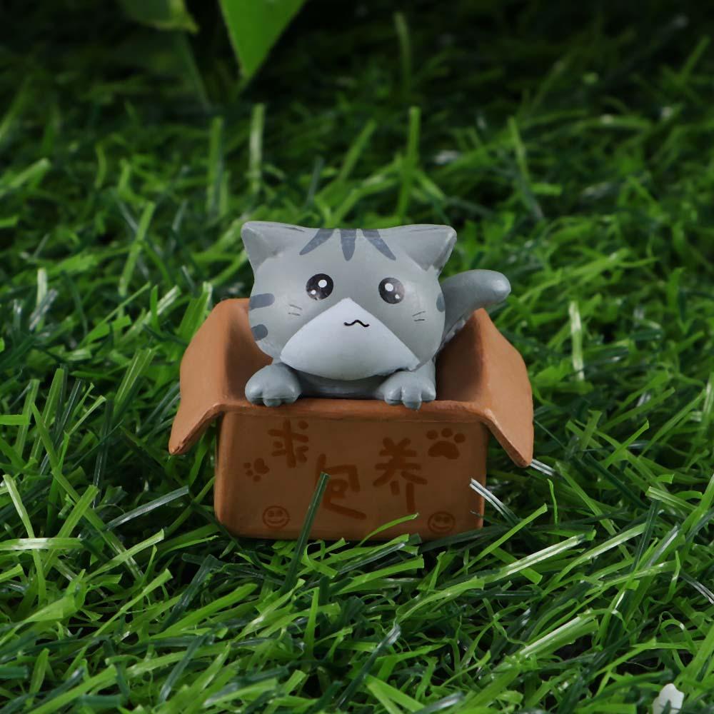 Cute Miniatures Statue PVC Cartoon Kitten Crafts Kitty Model Poor Box Cat Small Statue Car Figurine