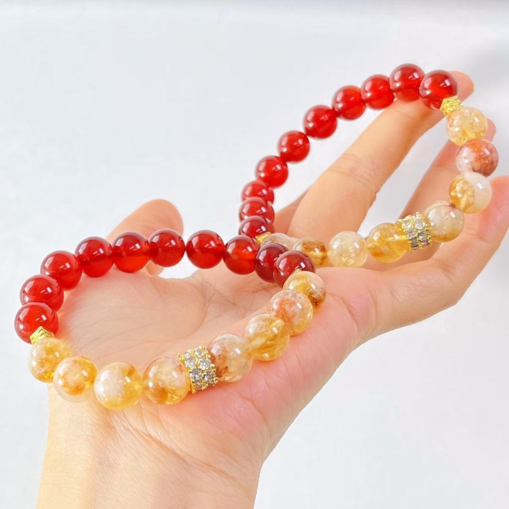 Vintage Natürlicher Honig Milch Überzug Citrin Chalcedon Design Armband Armband