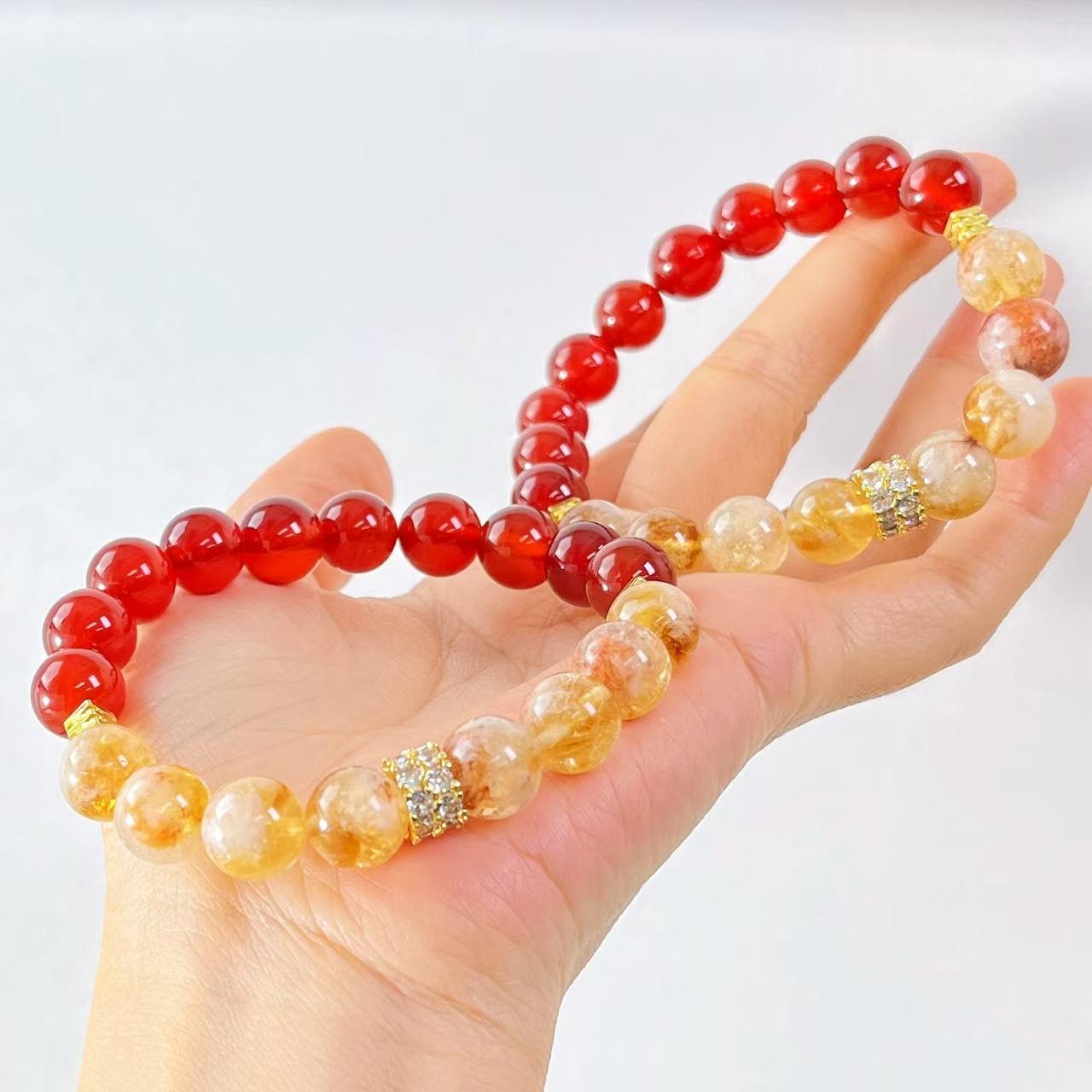 Vintage Natural Honey Milk Cover Citrine Chalcedony Design Bracelet Bracelet