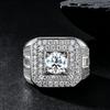 Glamorous S925 Silver VVS High Luster Moissanite Square Halo Men Ring GRA Certificate Trendy Polished Hot Sale Promotion Ring