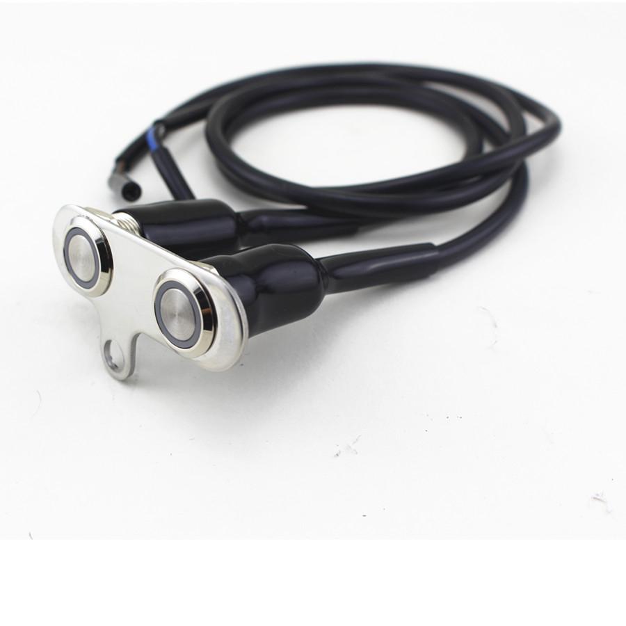 CNC Double Button Motorcycle Push Switch Green LED Momentary Engine Start Kill