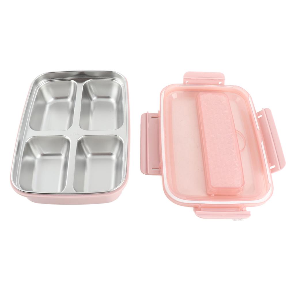 Lunch Box 4 Compartments Design 304 Stainless Steel Matching Tableware Portable Lunch Containers