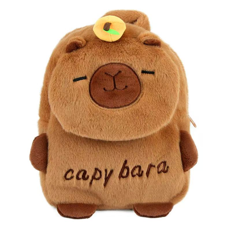 

Kawaii Capybara Plush Backpack Large Capacity Capibara School Bag Cartoon Orange Animal Shoulder Bag Couple Knapsack Bag Gift