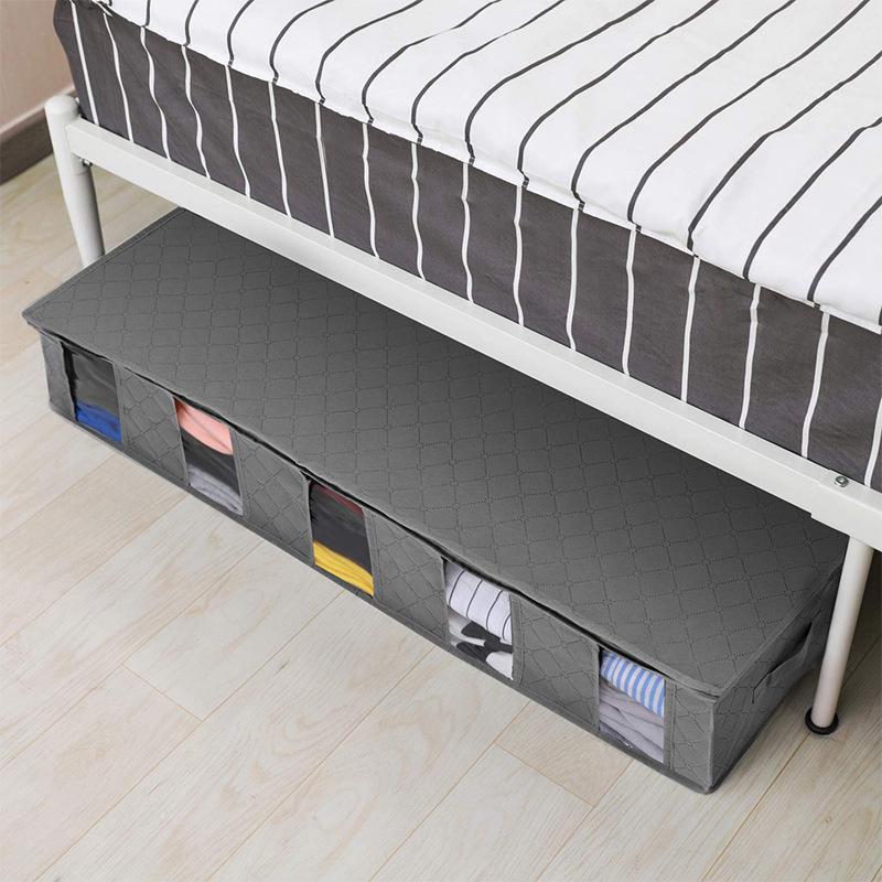 Foldable Under-Bed Storage Box: Dustproof, Transparent, Divided Clothes Organizer