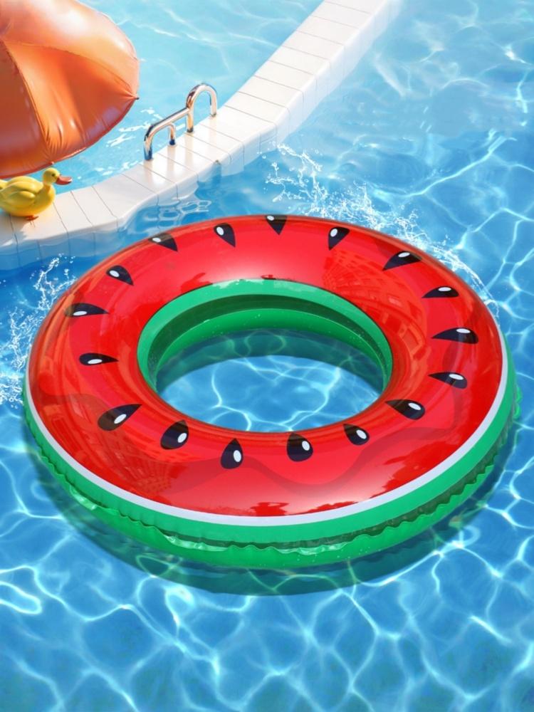 Fruit Pool Float, Watermelon Kiwi Orange Lemon Swim Ring, Beach Ball - Inflatable Tube Floating Water Toys