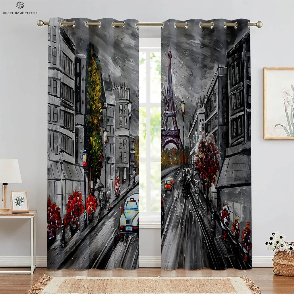 Classical Oil Painting 3d Printing Curtain Bedroom Studio Dormitory Study Room Decorative Curtain Can Be Customized 2 Pieces