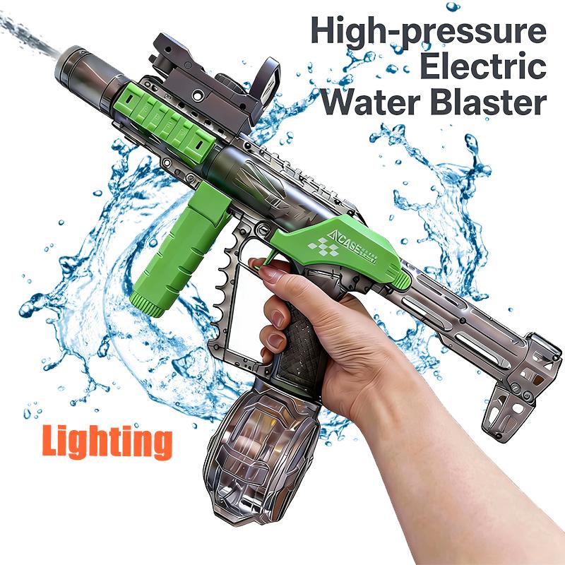 Topmix Green Long Range Shooting Electric Water Gun Toys Children Automatic Sensor Muzzle Flame Squirt Gun Kids Summer Beach Pool Party Toy