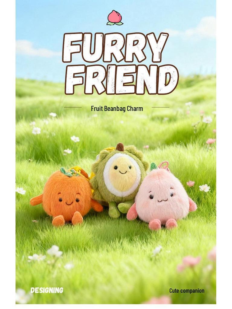 Cartoon Fruit Plush Beanbag Toy - Cute Mangosteen, Peach, Dragon Fruit, Persimmon Pendants - Ideal Gift for Women