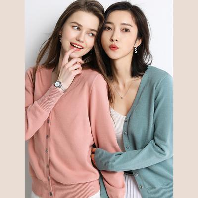 Cárdigans para Mujer Otoño Invierno de Punto con Cuello en V y Botonadura Simple, Suéteres de Punto Cortos de Moda Primavera, Cárdigans de Punto Sólidos