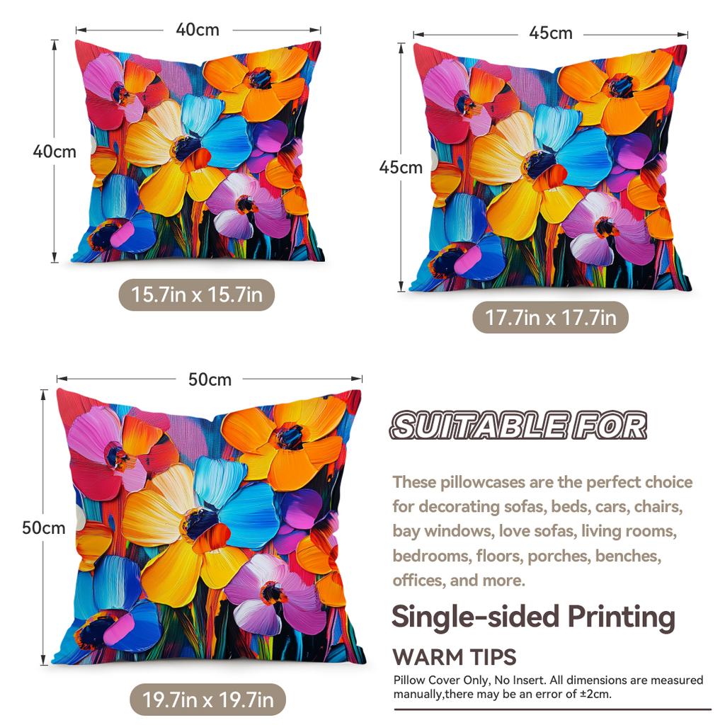 Colorful Abstract Flowers Cushion Covers Pillowcase Fantasy-Inspired Home Decor Sofa Cushion Cover Living Room Bed Car Decor