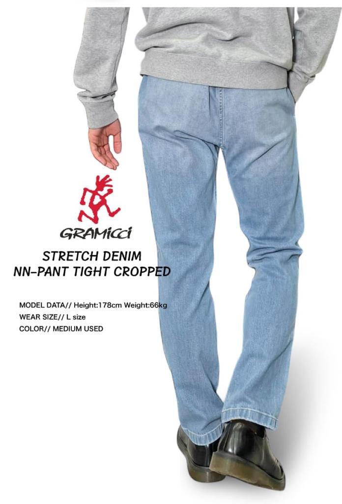 Gramicci Stretch Denim NN Tight Cropped Pants Dark GMP5-SJP06 (XL, Used)