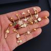 Cherry Flowers Belly Button Ring Crystal Belly Navel Piercing Nombril Long Dangle Belly Jewelry