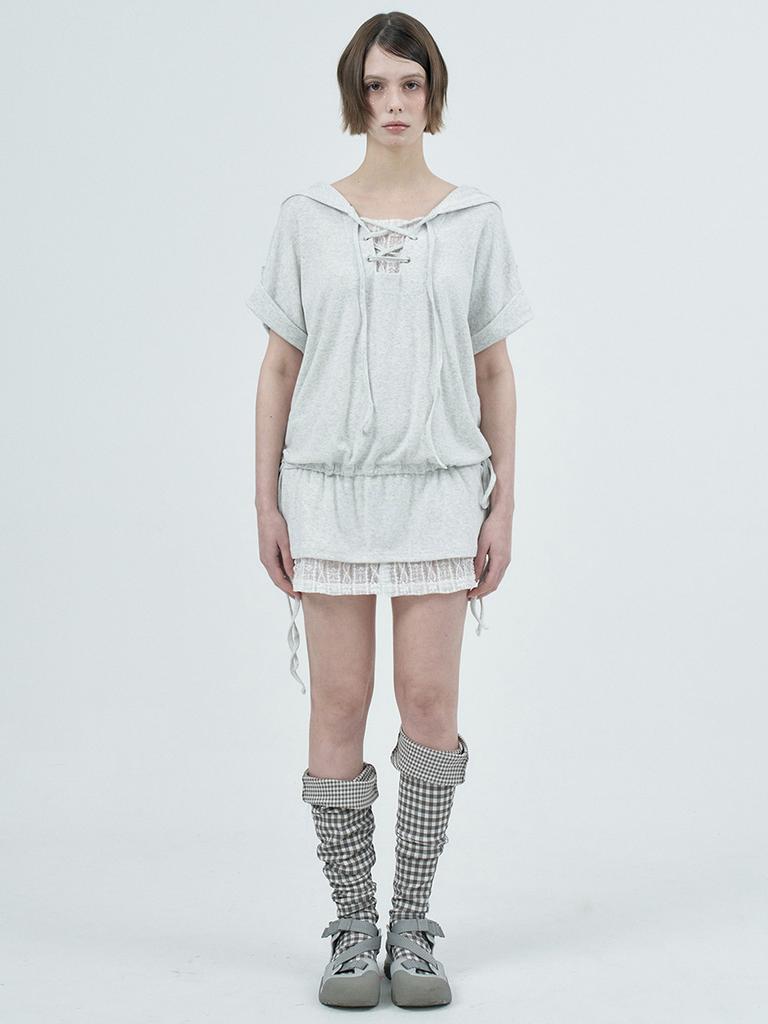 Phased Eyelet Lace Hooded Dress_Melange