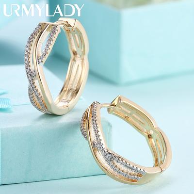 Orecchino a Clip Creativo in Argento Sterling 925 con Zirconi per Donna Orecchini Placcati Oro 18K Gioielli di Moda