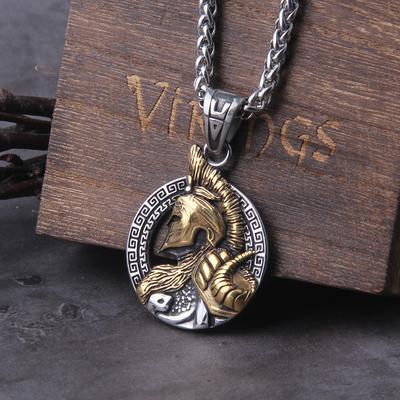 Sparta Helm Hanger Ketting Nooit Verkleurend Heren Cadeau met Houten Doos Duurzaam Stijlvol Sieraden