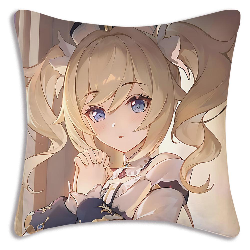 Anime Genshin Impact Pillow Covers Cartoon Sofa Decorative Home Double-Sided Printing Short Plush Cute Cushion Cover