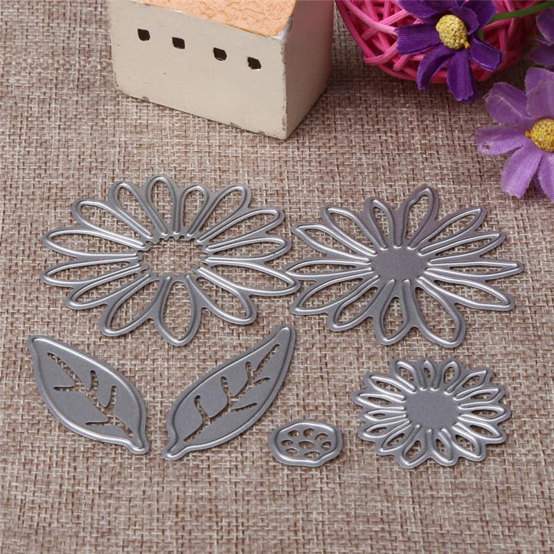 6Pcs/set Daisy Flower Metal Cutting Dies Embossing Stencils for DIY Scrapbooking Photo Album Decorative Paper Cards Making Tool