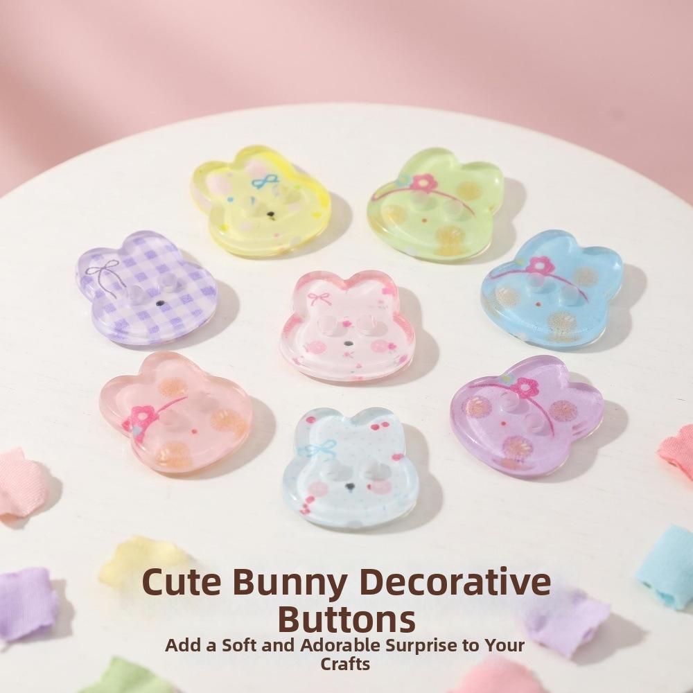 30pcs Acrylic Bunny Buttons Transparent DIY Cute Rabbit Button Flower Bow Decorative Clothing Sewing Buttons Clothing Decoration