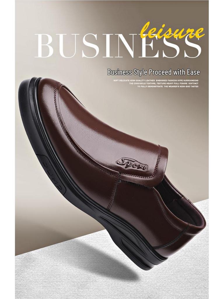Scarpe Casual Slip-On da Uomo in Vera Pelle 2025 - Suola Morbida, Antiscivolo, Traspiranti per Mezza Età e Anziani