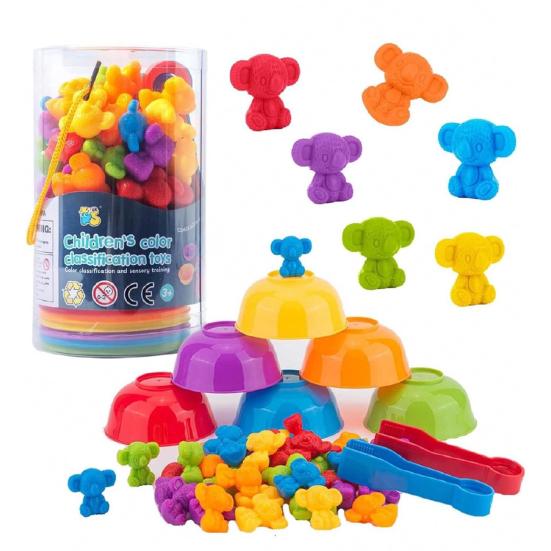 1 Set Kids Color Sorting Bowl Toy Educational Preschool Learning Animal Learning Counting Matching Game with Rainbow Bowls Training Sensory Toy