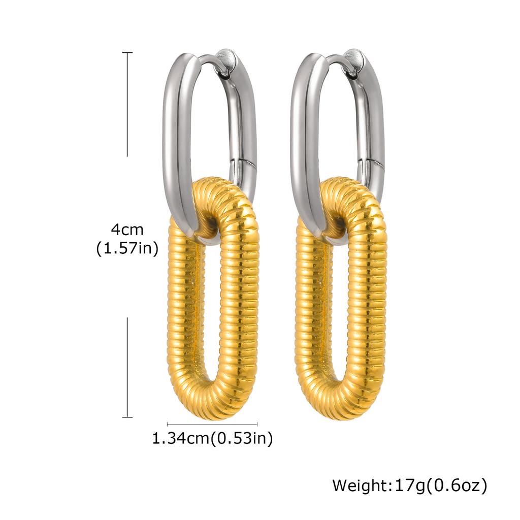 Two Tone Hoop Earrings for Women, Stainless Steel Gold-Silver Color Small Circle Square Huggie Hoop Earrings Trendy Jewelry