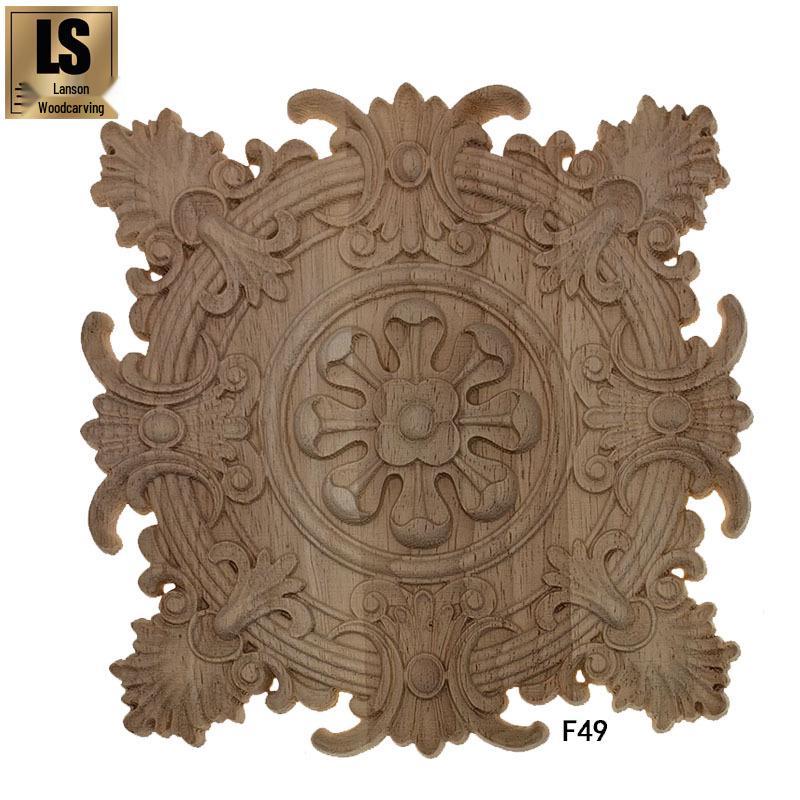Dongyang European Retro Wood Carved Cabinet Door Square Inlay Decoration