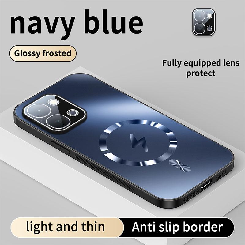 For OPPO A6 Pro Case Integrated Magnetic Light-absorbing Fashion Ice Image Frosted Surface Shock Absorption Box