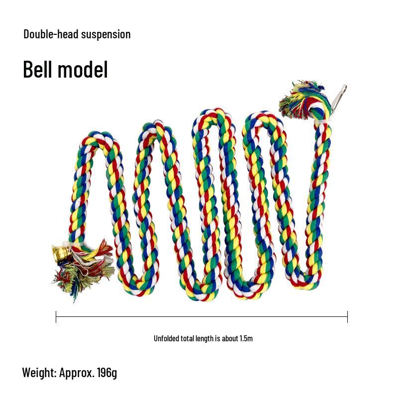 Parrot Colorful Cotton Rope Perch: Rotating Ladder Chew Toy for Budgies & Cockatiels