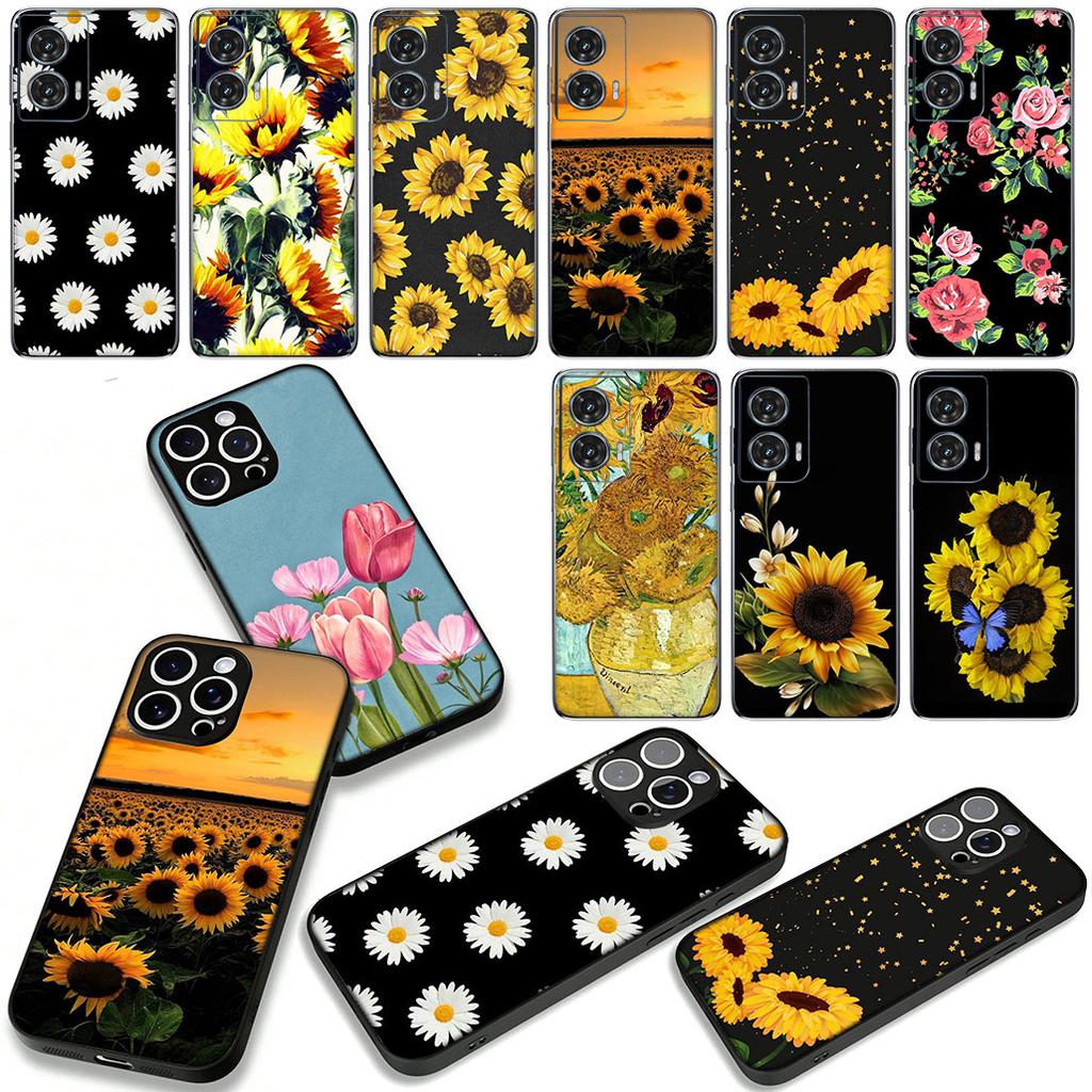 Sunflower Flower Painted Yellow Phone Case for Samsung Galaxy S25 S23 S22 S24 FE Ultra Plus A56 A05 A06 A15 A16 A57 S7 Edge