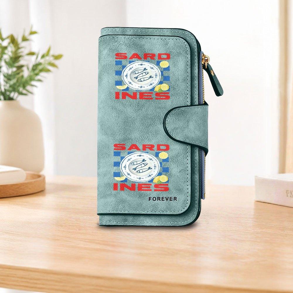 Sardine Lemon Long Zipper Wallet, Large Capacity Card Holder, Unisex Clutch Bag, Fashionable Zipper Coin Purse, Suitable for Daily Use, A Great Gift
