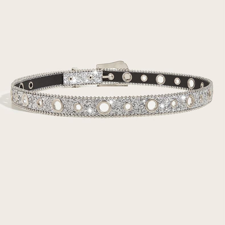 Rhinestone Large Small Hole Waist Belt Ladies Sequin Decoration Gift Fashion