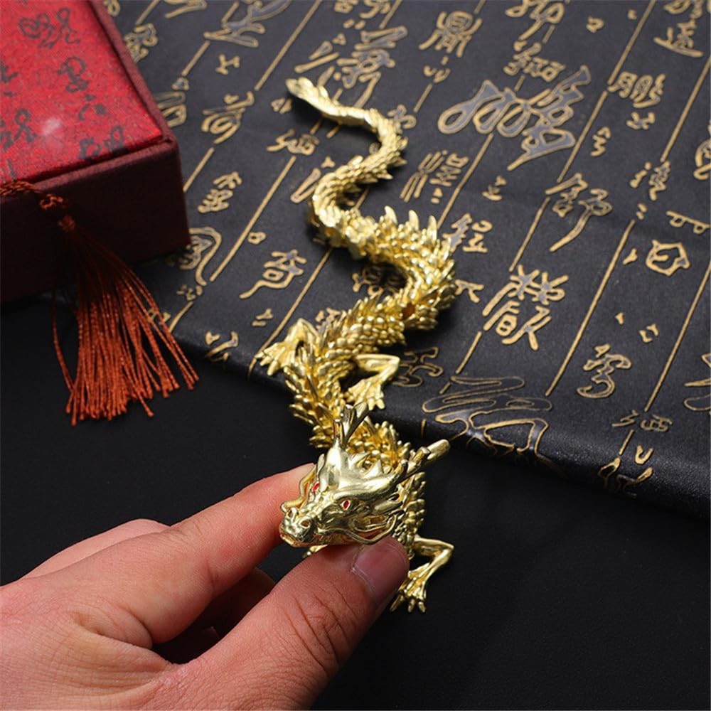Dragon Copper Movement Design Brass Craft Desktop Ornament Dragon 3D Gold Dragon with Beard Zodiac Dragon Ornament Dragon Prosperous Business Increase
