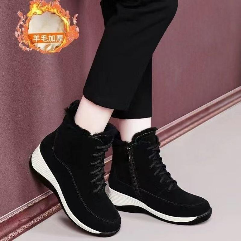 

Autumn and winter casual fashion women s shoes round head velvet warm medium and old cotton boots snow boots 35 чёрный