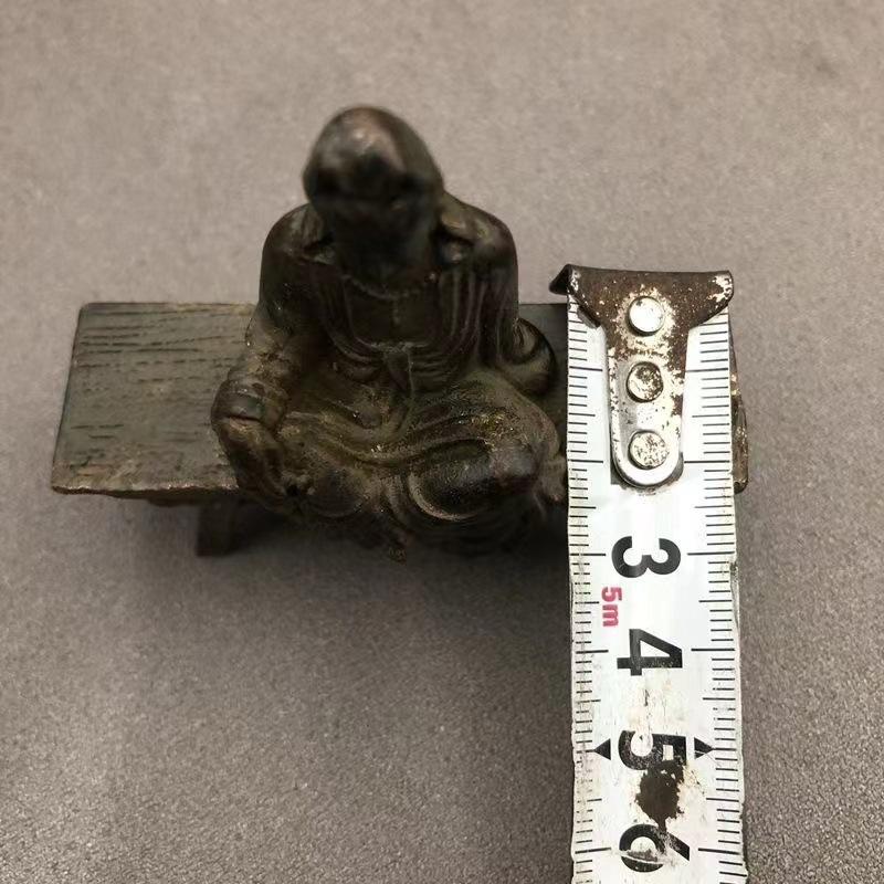 Old Chinese Bronze Copper Handmade Guanyin Bench Buddha Buddha Statue