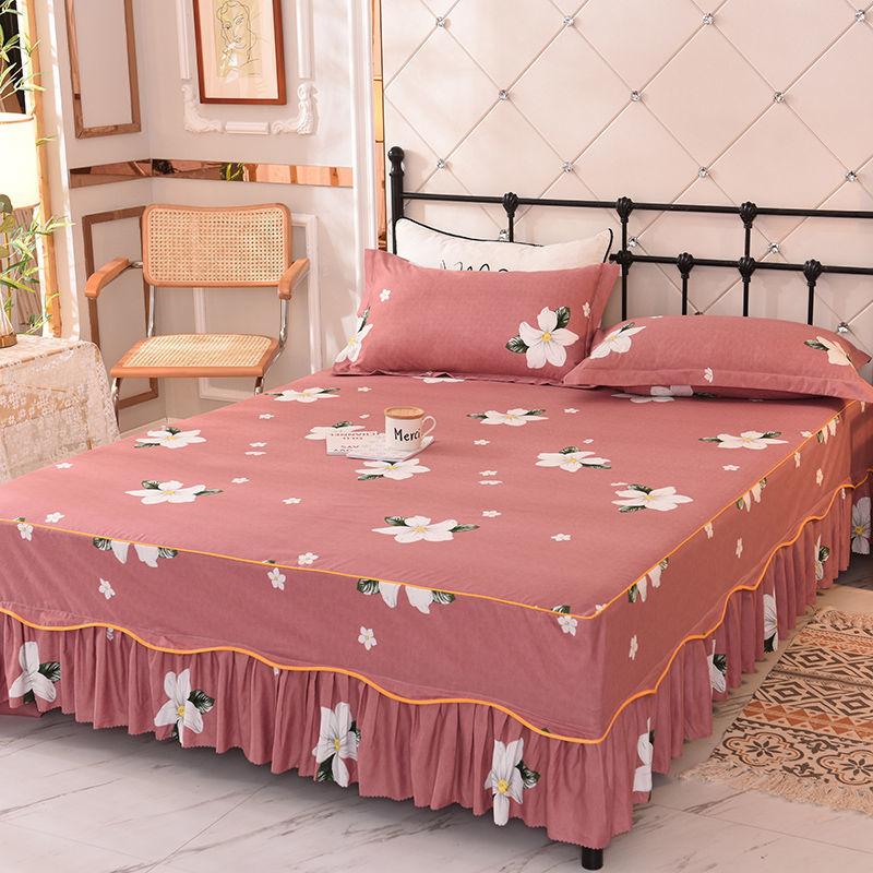 Non-slip One-piece Bed Skirt Korean Version of The Bed-cover Protective Cover Home Floral HOTEL 14 Styles Vintage Stylish Design