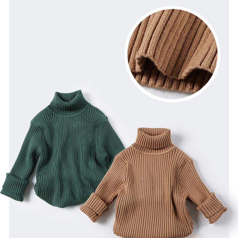 Autumn Baby Girls Sweater Kids Sweater Winter High Neck Sweater Boys Casual Loose Pullover Baby Knitted