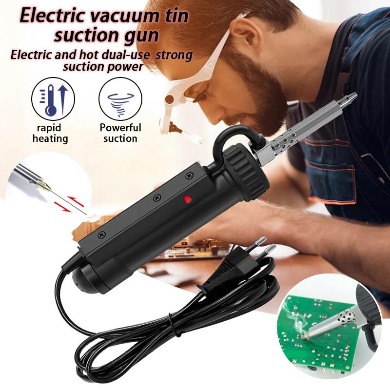 1pc EU plug electric vacuum electric dual-use tin suction gun with 3 suction nozzles for maintenance and disassembly of tin tool