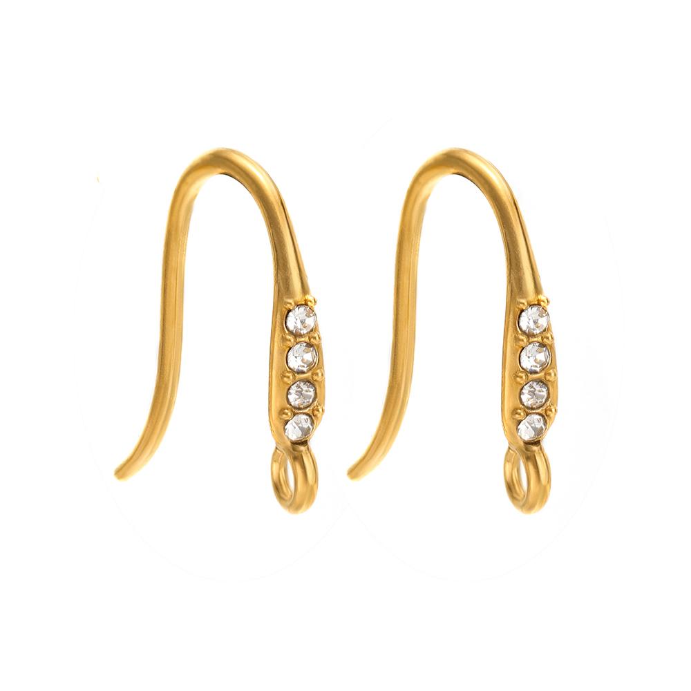 10pcs Stainless Steel PVD Gold Plated Zircon Earring Hooks Wires for DIY Jewelry Findings Accessories Handmade Earrings Making