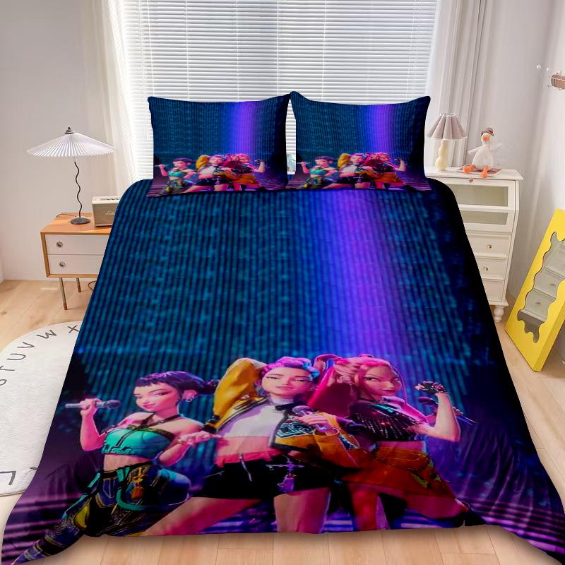 

K-Pop Мисливці на демонів Постільна білизна ЄС односпальна Ковдра Покривало Наволочка Набір з 2-3 предметів Дитячий Розмір для дорослих US Twin(172x218cm)