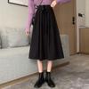 Niche Waist-Tied Women's Autumn Winter Long Midi Skirt A-Line Slim-Fitting Flared Skirt