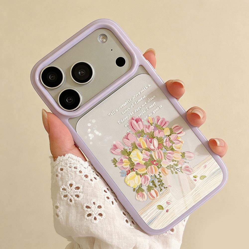 

Pink Flower Transparent Full Coverage Phone Case for iPhone 17/16/15 Promax - Fresh Style, Female Edition iPhone 16 Pro Max