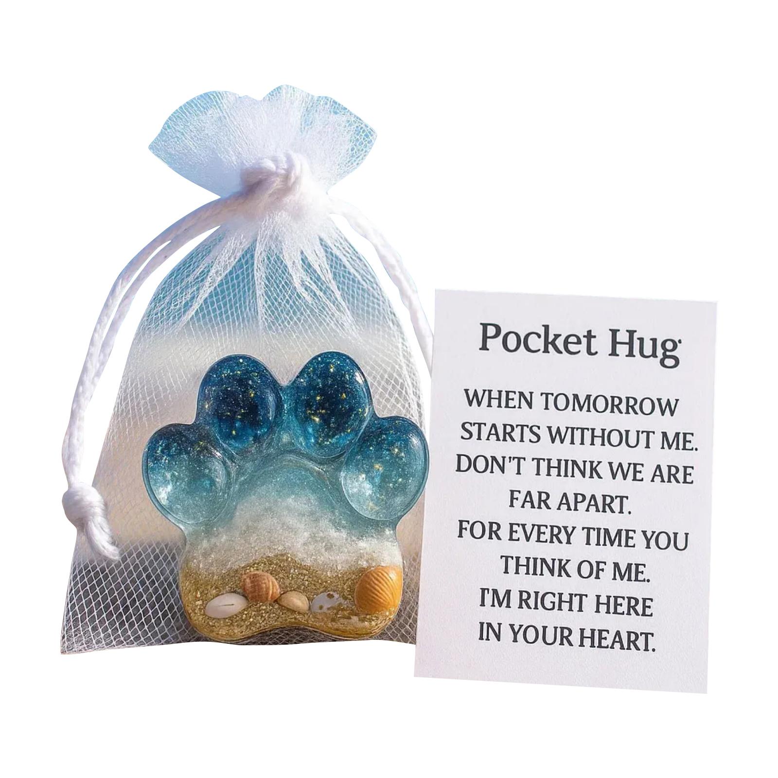 

Карманные объятия в память о питомце, Блестящие синие карманные объятия с мемориальной открыткой и конвертом, Подарок на память о потере собаки или кошки One Size