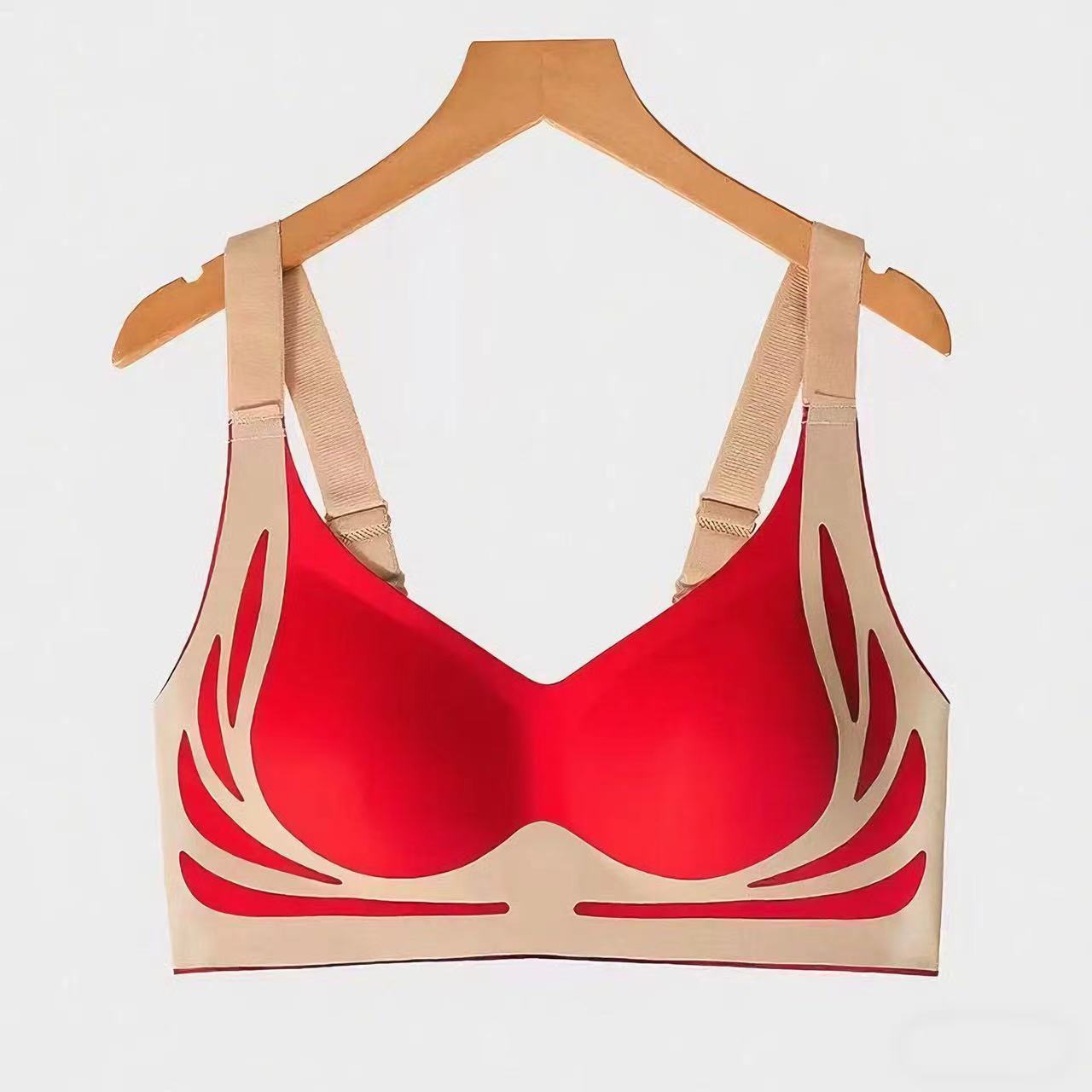 

Женский бюстгальтер для увеличения груди и увеличения груди, легкий, роскошный, приятный для кожи, дышащий, удобный, бесшовный, без стальных колец, нижнее белье 2XL красный