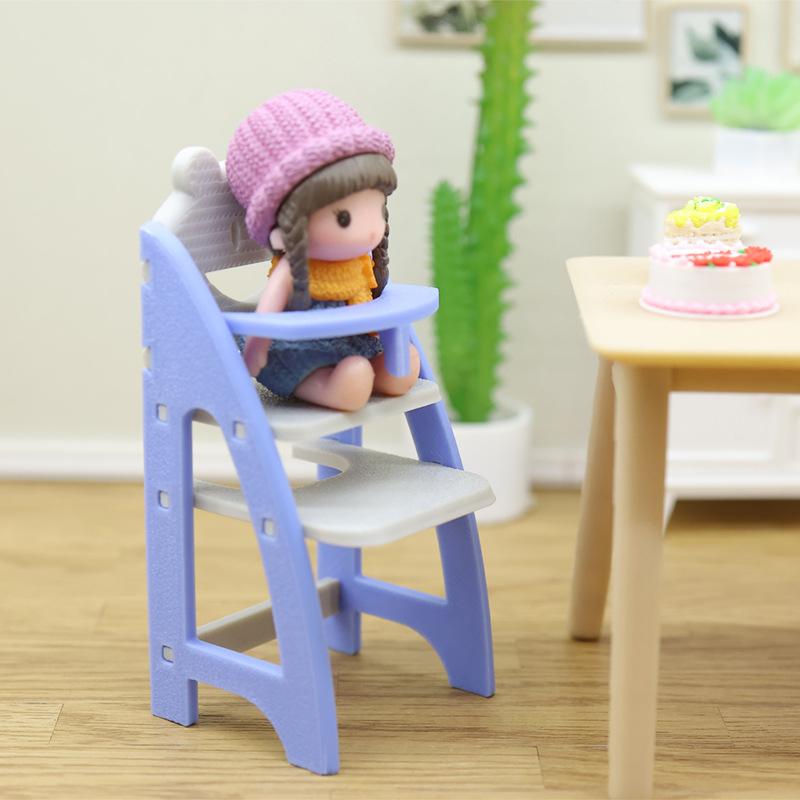 [J] 1/12 Dollhouse Simulation Baby Dining Chair Model Dollhouse Miniature Living Furniture Decoration Children Pretend Play Toys